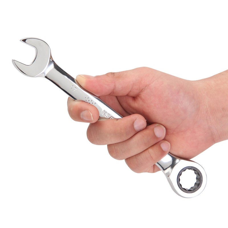 KSEIBI 123975 Ratcheting Wrench Set 24 Piece - Chrome Vanadium Steel Ratchet Combination Spanners Kit with Storage Keeper Rack SAE 1/7-7/8inch & Metric 8-19mm - Image 3
